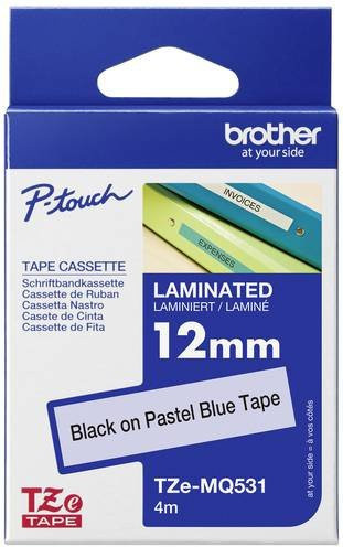 Brother TZe-MQ531 Schriftbandkassette für P-touch, Breite: 12 mm, Länge: 4 m, Farbe: Pastell-Blau, Schriftfarbe: Schwarz - Bild 1