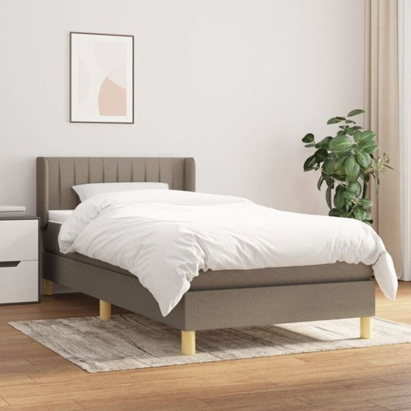 vidaxl Boxspringbett mit Matratze aus Stoff in Taupe meliert, B/T/H: 90 x 190 x 78 cm - Bild 1