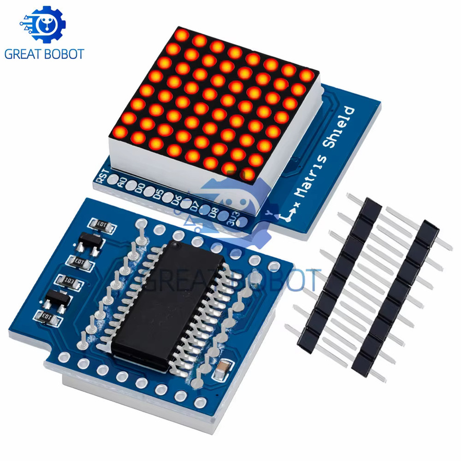 Matrix LED Shield V1.0.0 für WEMOS D1 Mini Digital Signal Output Controller Modul mit 8X8 Dot Board Control in Blau von baishundianzi - Bild 5