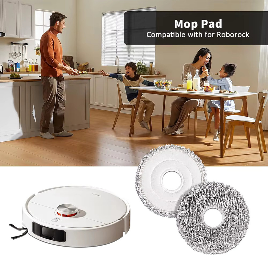 WINDNINJA Waschbare Mopp-Tücher für Xiaomi Mijia 5, 5C, 5 Pro, OV31GL und OV42CN Roboterstaubsauger, Wischpads Zubehör, Weiß - Bild 2