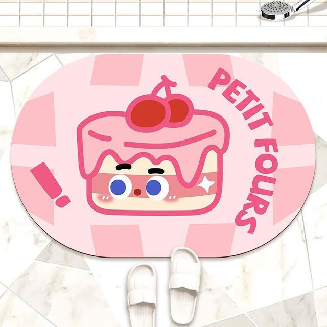 Rutschfeste und schnelltrocknende Kieselgur-Absorptionsmatte für das Badezimmer in Pink, B/T: 60 x 40 cm - Bild 1