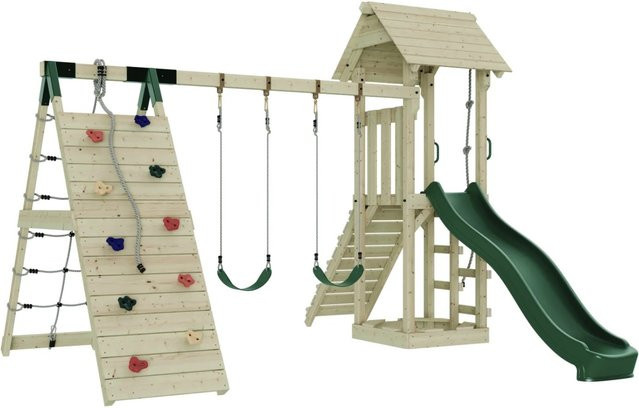 OutdoorToys Spielturm Kiruna mit Kinderschaukel in Dunkelgrün - Bild 1
