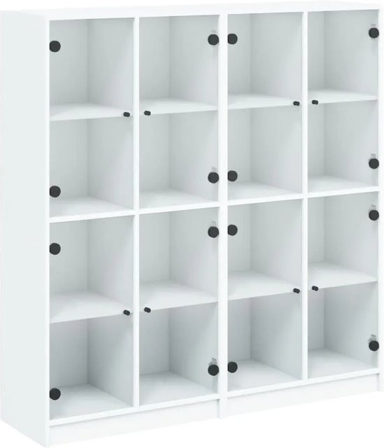 vidaXL Bücherschrank mit Glastüren in Weiß, B/T/H: 136 x 37 x 142 cm - Bild 1