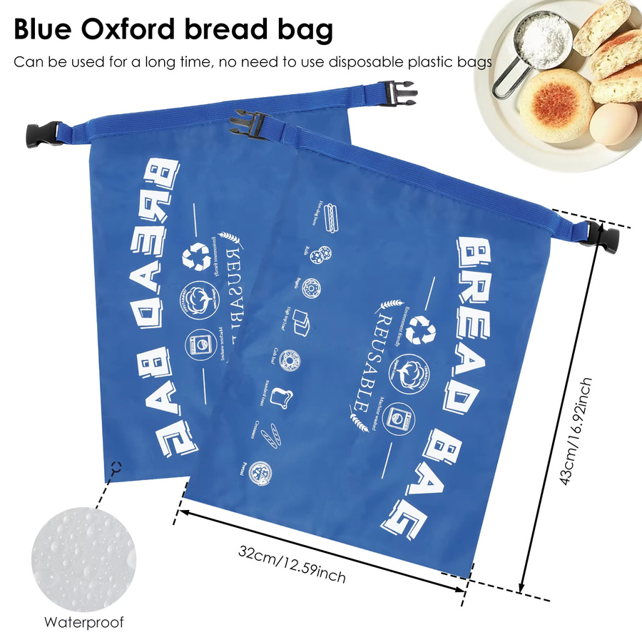 Willstar Leinen Brotbeutel Set aus Oxford-Tuch mit Schnalle und Reißverschluss zur Aufbewahrung von Sauerteigbrot in der Küche - Bild 3
