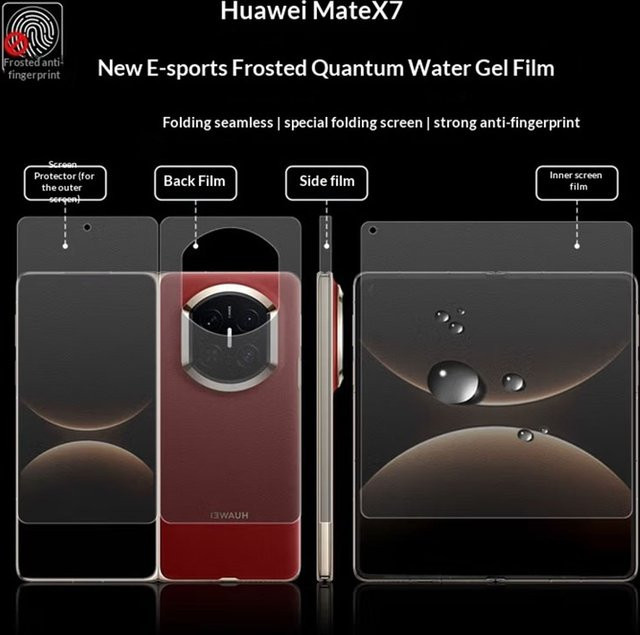 4 in 1 Hydrogel Schutzfolie für Huawei Mate X6 und Mate X7, Matte Displayfolie für Innen- und Außenscreen sowie Scharnier, Transparent - Bild 1