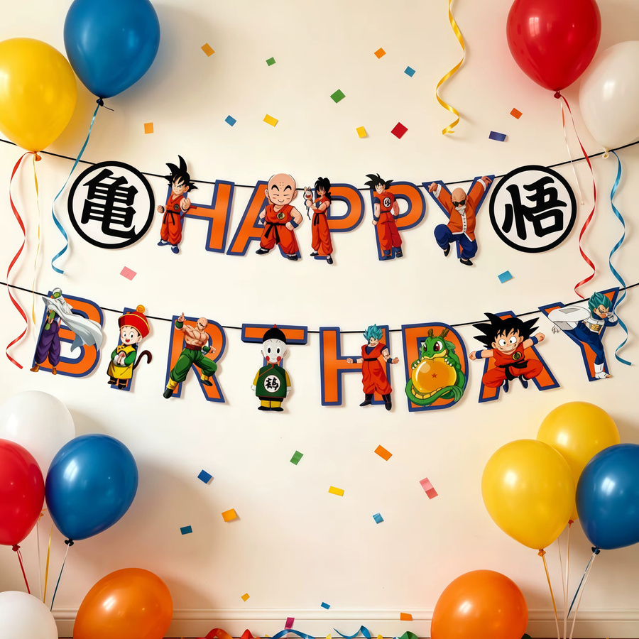 Bandai Dragon Ball Z Geburtstagsparty-Dekorationsset in Multicolour mit Happy Birthday Banner und Tortendekoration aus Papier - Bild 4