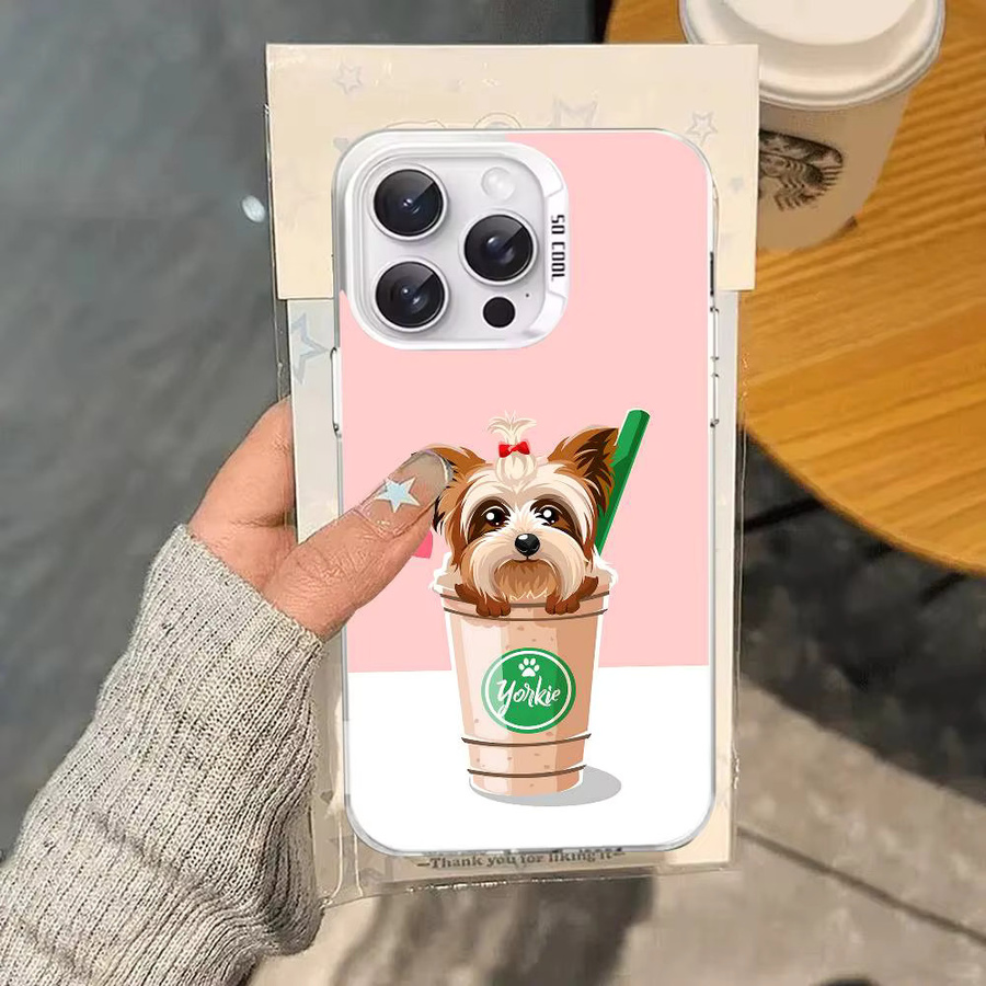 Stoßfeste Handyhülle mit Yorkshire Terrier Motiv für Apple iPhone 11 bis 17 Pro Max Plus in Silber - Bild 3
