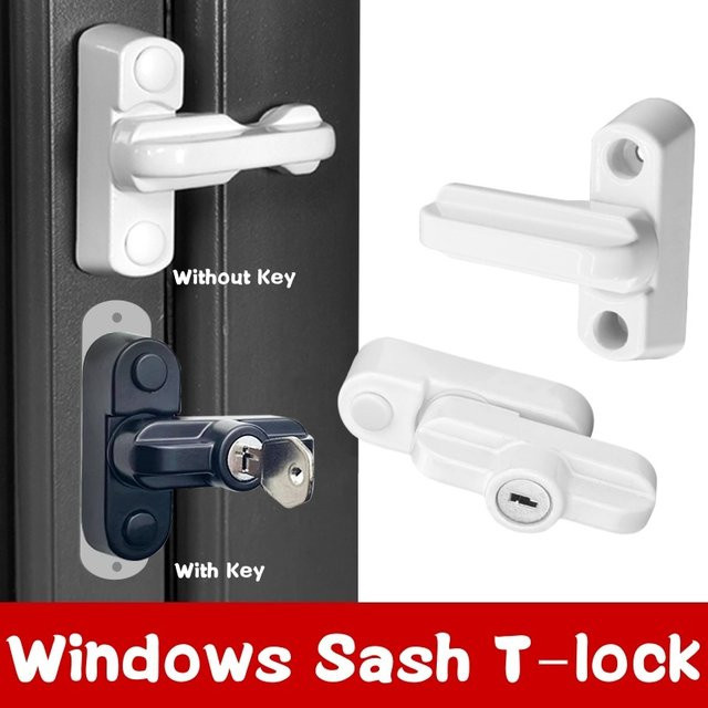 Sicherheits-Fensterschloss aus Legierung mit Schlüssel in Weiß als Diebstahlsicherung und Begrenzungsschloss für UPVC-Fenster und Türen - Bild 1