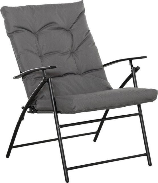 Outsunny Campingstuhl grau mit Armlehnen aus Metall und Outdoor-Stoff, B/H/L: 65 x 94 x 65 cm - Bild 1