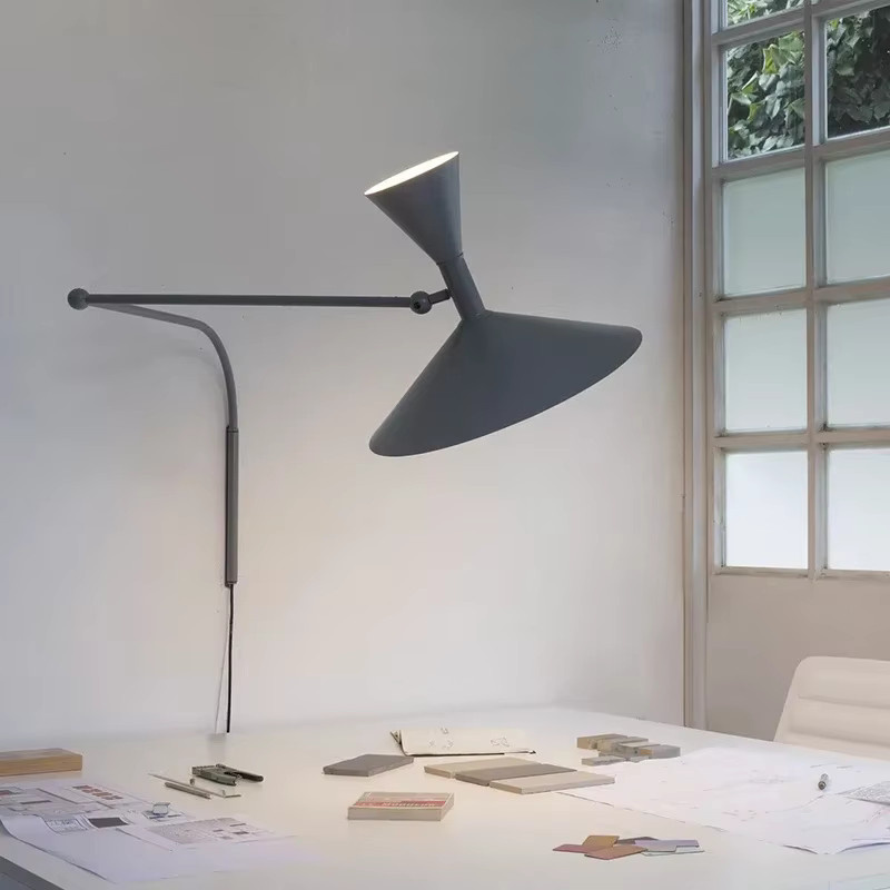 JIANKEXING Moderne Wandlampe im Nordic Retro Design mit gebogenem Metallarm für Wohnzimmer, Schlafzimmer und Arbeitszimmer in Warmweiß - Bild 2