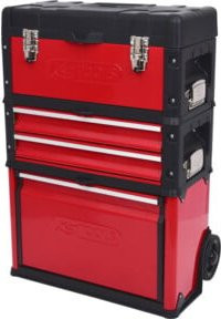 KS Tools Fahrbarer Werkzeugkasten aus Kunststoff und Stahlblech in Schwarz und Rot, stapelbar, B/T/H: 72,0 x 32,0 x 52,0 cm - Bild 1