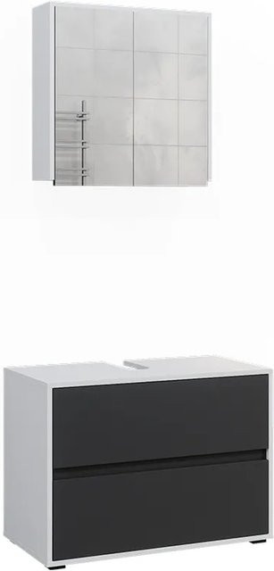Vicco Badmöbel-Set Maltin modern in Weiß und Anthrazit bestehend aus Waschtischunterschrank und Spiegelschrank - Bild 2