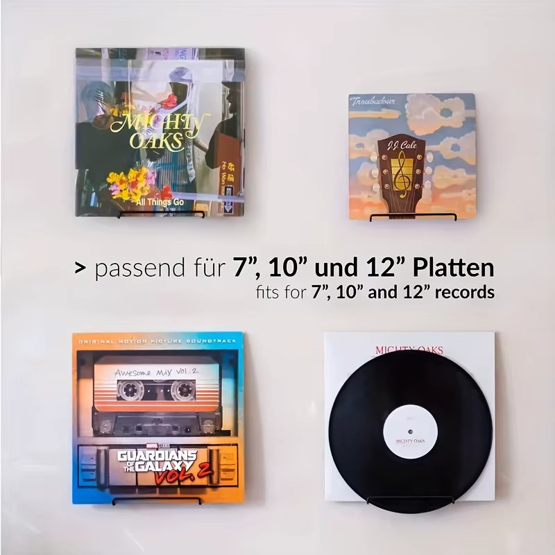 Elegante Schallplatten-Wandhalterung aus Metall in Mattschwarz für die stilvolle Präsentation deiner Platten - Bild 3