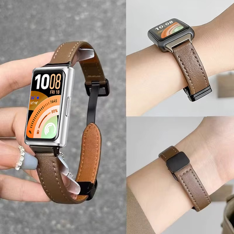 Huawei Uhrenarmband Leder, braun, Unisex, NFC - Bild 2