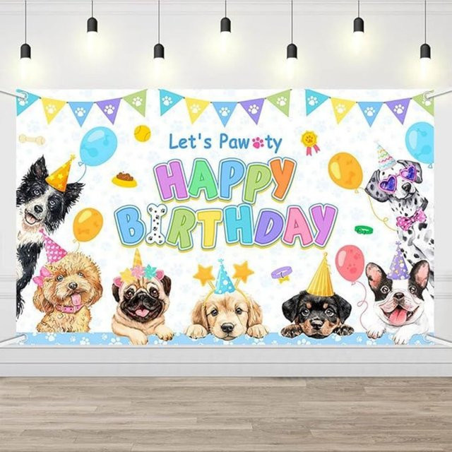 VIKAMA Cartoon Kindergeburtstag Party Hintergrund mit Tiermotiven in Mehrfarbig - Bild 1