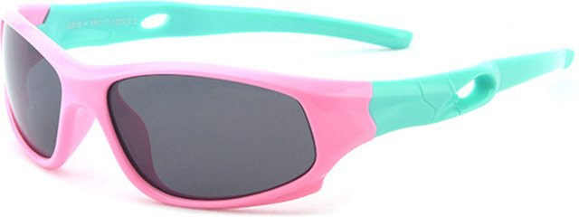 Techsuit 816-C3 Sportsonnenbrille für Kinder, Vollrand, Kunststoff, polarisiert, rosa grün - Bild 1