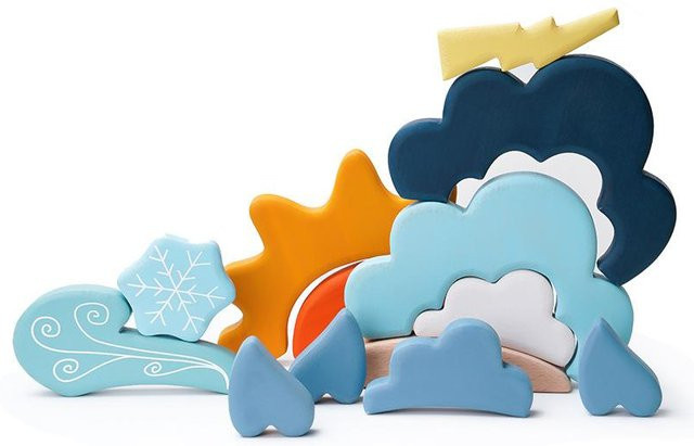 Regenbogen-Bausteine, Wetter-Kombinationsset, Holz, Bunt / Mehrfarbig, Blau - Bild 1