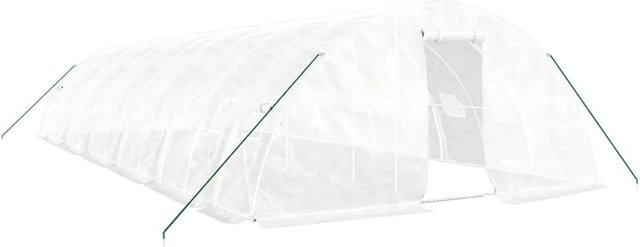 furnicato Gewächshaus mit Stahlrahmen in Weiß, Fläche: 60 m², B x T x H: 12 x 5 x 2,3 m - Bild 1