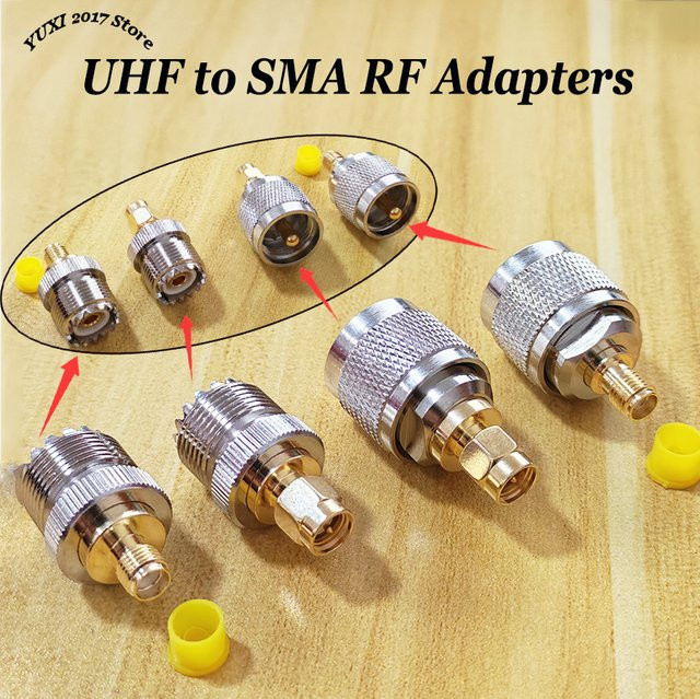 YuXi Vergoldetes UHF-zu-SMA-RF-Adapter-Set für Sprechfunkgeräte und Antennen - Bild 1