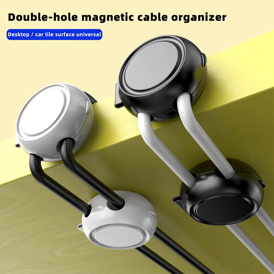 Dibaigou Magnetische Kabelclips Verstellbarer Kabelhalter Selbstklebender Organizer in Schwarz für Zuhause Büro Auto Wand und Schreibtisch - Bild 2
