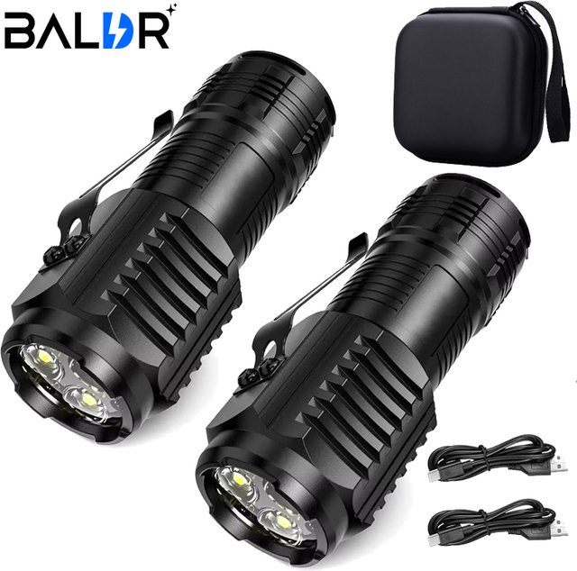 BALDR Mini LED Taschenlampe mit Stiftclip, wiederaufladbar und wasserdicht, Schwarz - Bild 1