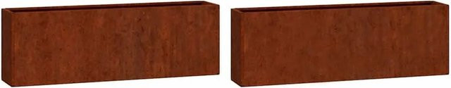 vidaXL Wand-Pflanzkübel aus Cortenstahl in Braun, 2er-Set, B/H/T: 53 x 17 x 10 cm - Bild 1