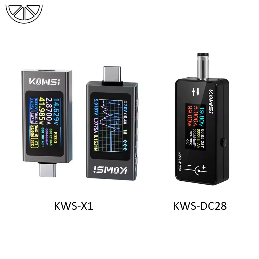 KWS-X1 Digitalanzeige DC-Spannungs- und Strommessgerät mit 0,96 Zoll TFT HD Display, Typ-C Voltmeter und Amperemeter zur Schnellladungserkennung, Schwarz - Bild 1