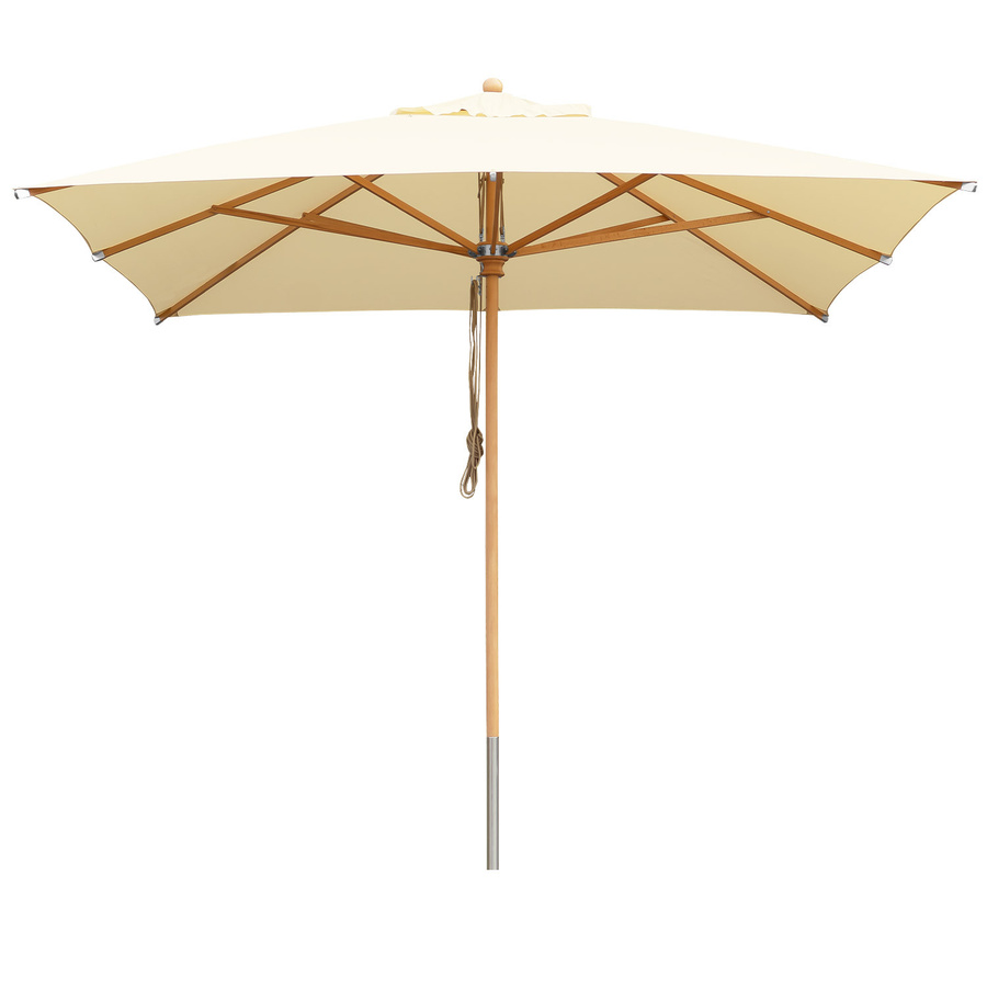 Anndora Sonnenschirm Natural eckig aus Buche mit Olefin Stoff und UV Schutz, Farbe: Beige, B/T: 300 x 300 cm - Bild 1
