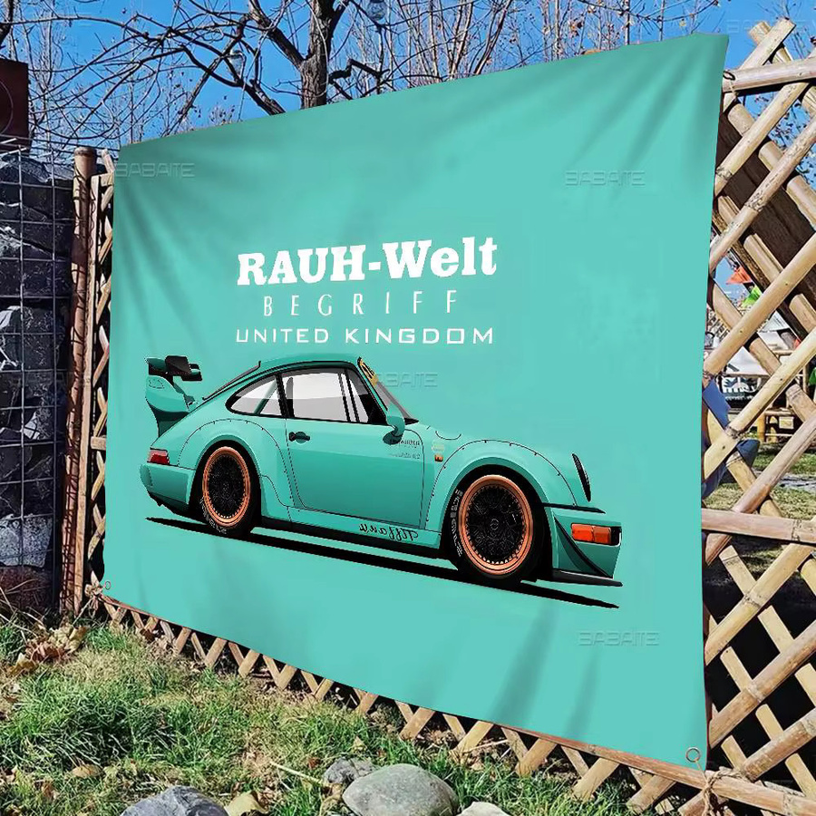 Potdemiel Dekor-Banner Japan-Sportwagen JDM RWB 911 964 933 in Türkis, Rechteckig, Breite: 80 cm, Höhe: 15 cm - Bild 2