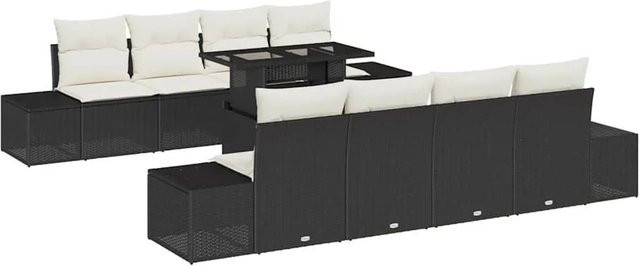 vidaXL Gartensofa-Set mit Kissen und integriertem Stauraum in Schwarz und Beige - Bild 1