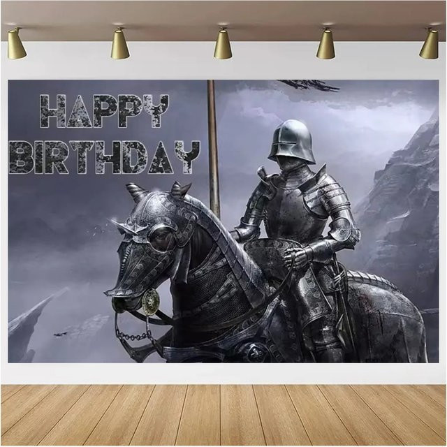 Bonvvie Party Banner Mittelalterliche Burg und Ritter Dekoration in Grau für deine Geburtstagsparty - Bild 1