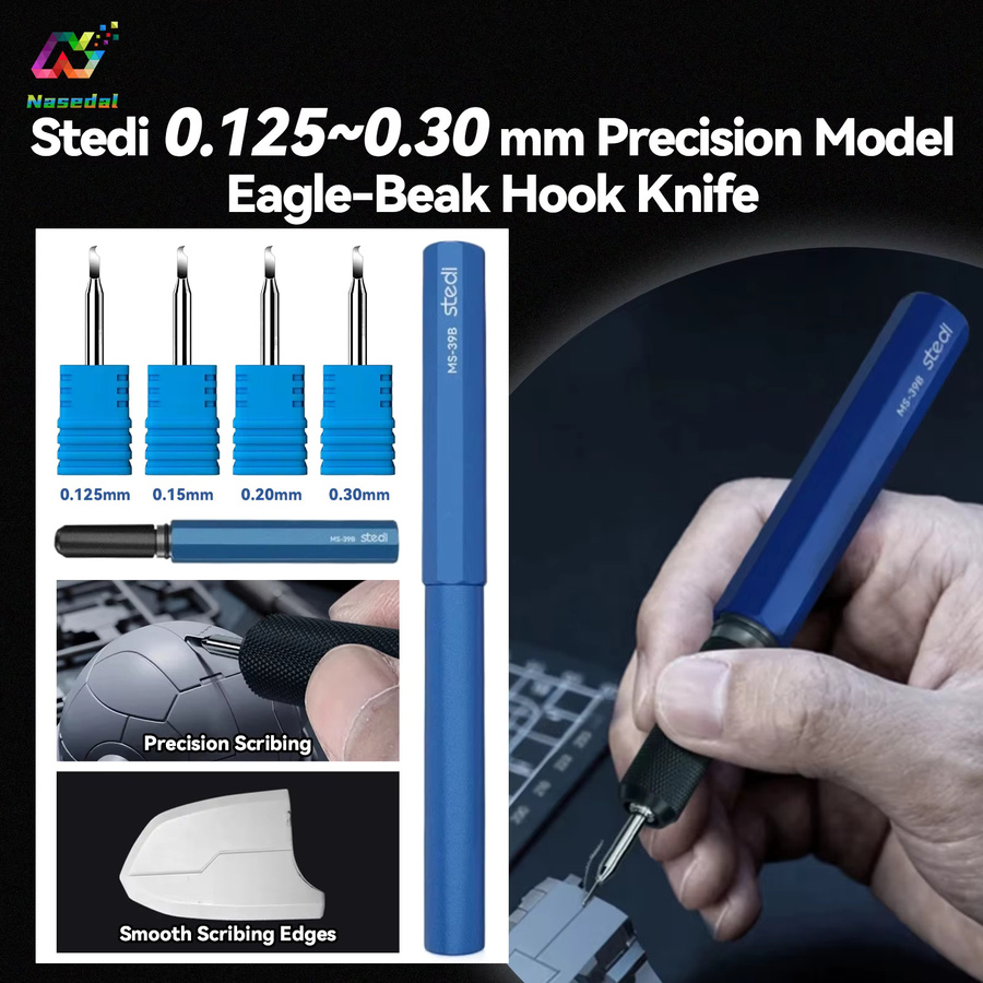 Stedi Präzisions-Adler-Schnabel-Hakenmesser aus gehärtetem Stahl in Blau für Modellbau und Handwerk - Bild 2