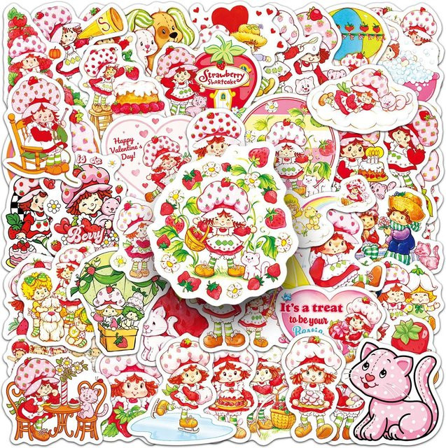 50 Stück Erdbeer-Shortcake Aufkleber mit Cartoon-Motiv, wasserfeste Vinyl-Aufkleber in Multicolour für Laptop, Handyhülle und Wasserflaschen - Bild 1