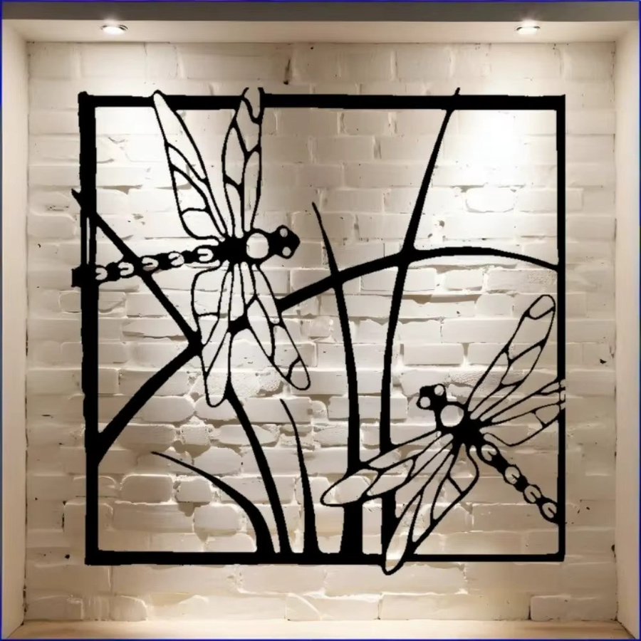 CIFBUY Rustikale Metall-Wandkunst Libelle in Schwarz als lasergeschnittene Eisen-Dekoration - Bild 2