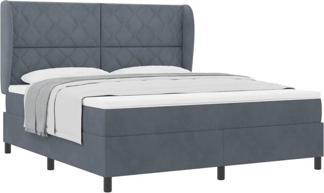 vidaXL Boxspringbett mit Matratze und Taschenfederkern in Grau, B/T/H: 180 x 200 x 280 cm - Bild 1