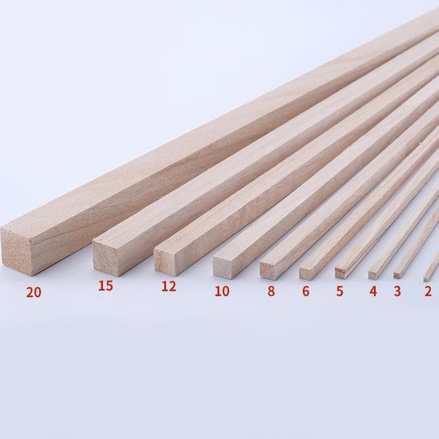 Lychee Life Quadratische Holzstäbe in Weiß für DIY und Modellbau, Länge: 30 cm - Bild 1