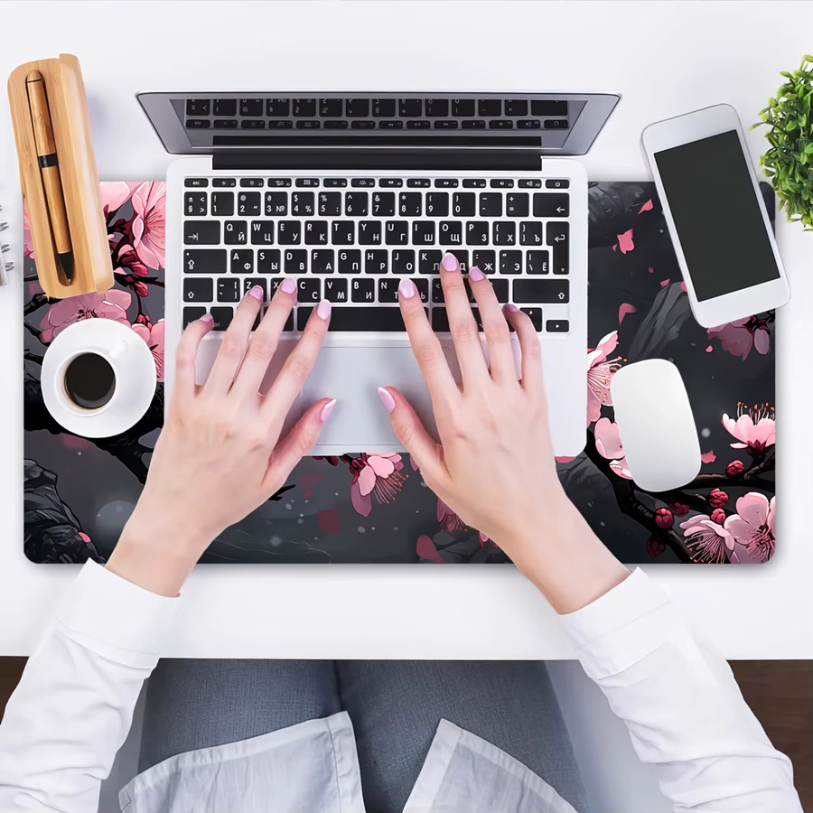 Mairuige Sakura Gaming-Mauspad in Schwarz und Rosa mit glatter Oberfläche und rutschfester Unterseite - Bild 5