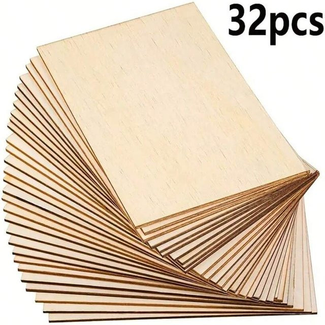 Unlackierte Sperrholz-Bastelbretter aus Holz in Beige, ideal zum Laserschneiden, B/H: 15 x 10 cm, Dicke: 2 mm - Bild 1