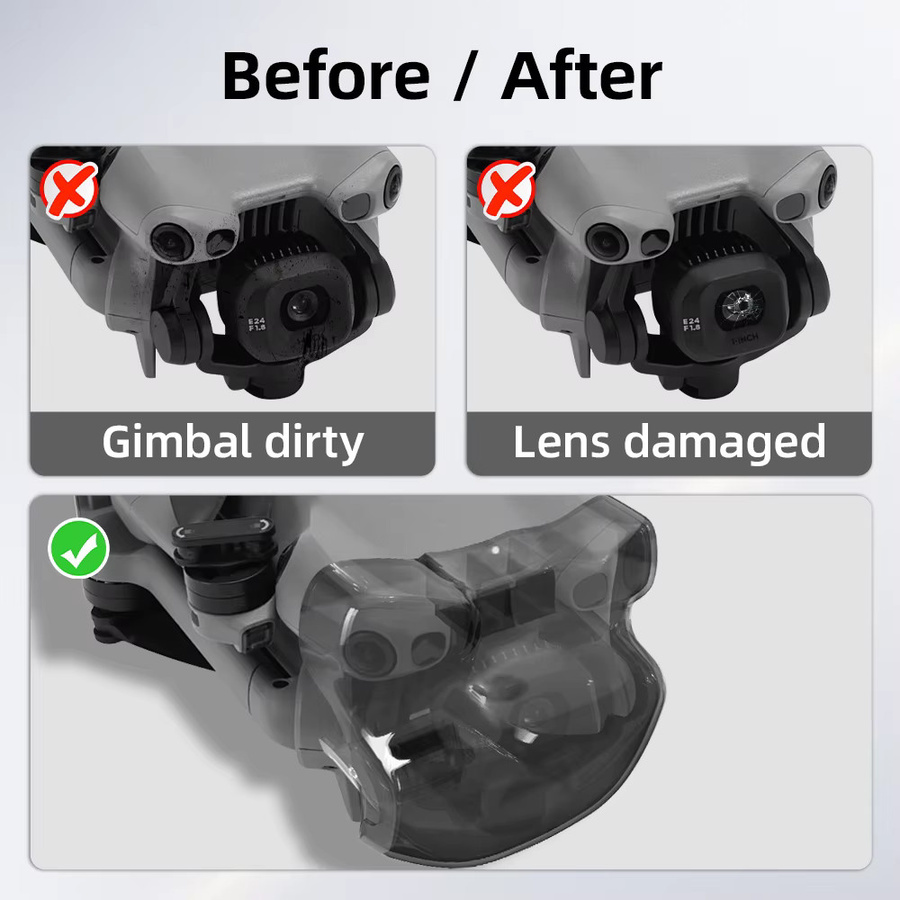 BRDRC Objektivdeckel für DJI Mini 5 Pro Drohne, transparenter Kamera-Schutz und Gimbal-Sperre mit Propeller-Fixierer - Bild 4