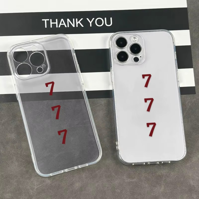 Transparente TPU-Handyhülle mit rotem Glückszahl-7-Muster für iPhone 17 16 15 14 13 12 11 Pro Max Plus Mini und XS XR X - Bild 2