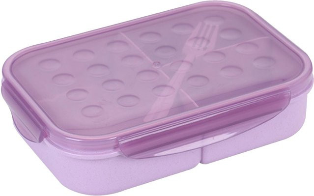 CosyHome Bento Box mit 3 Fächern, auslaufsicher und mikrowellengeeignet, inklusive Gabel, Pink - Bild 1