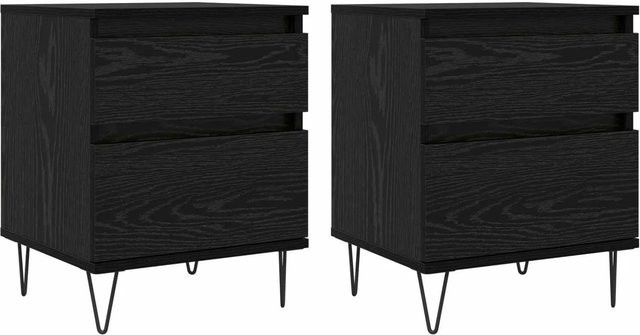 vidaXL Bettschrank in Schwarz und Eichen-Optik aus Holzwerkstoff, B/T/H: 40 x 35 x 50 cm - Bild 1