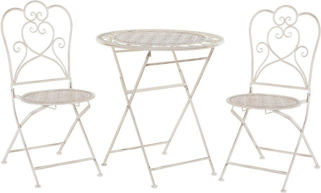 Beliani Bistro Set TRIESTE aus Metall in Hellbeige, B/T/H: 70 x 70 x 92 cm - Bild 1
