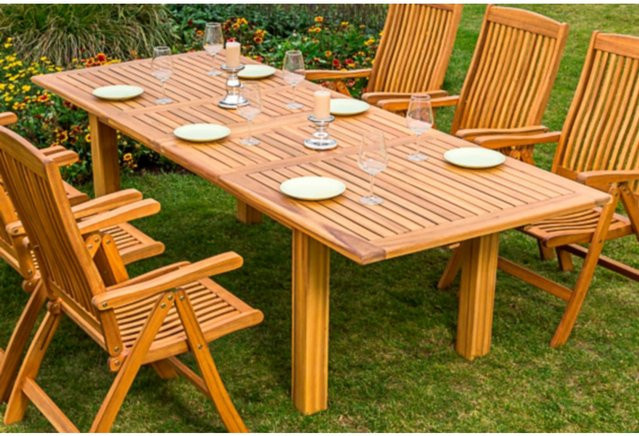 Merxx Massivholz Doppelausziehtisch aus Akazie in Braun, B/T: 180 bis 260 x 100 cm - Bild 1