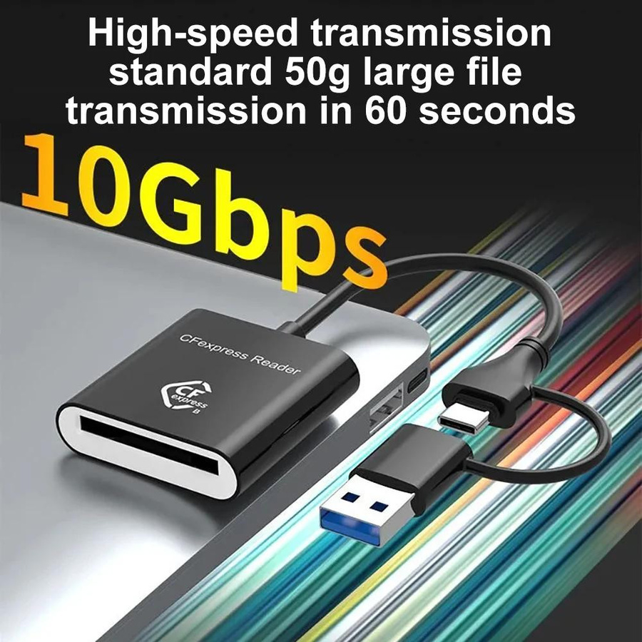 Kebidumei CFexpress Typ B Kartenleser mit 10Gbps USB 3.2 Gen2, USB-C und USB-A, Schwarz - Bild 3