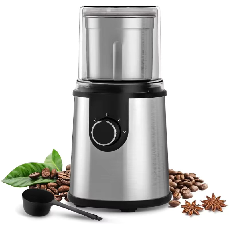 Enerburg Elektrische Mini Kaffeemühle aus Edelstahl in Silber, professioneller tragbarer Mahler für Kaffeebohnen und Sojabohnen - Bild 6