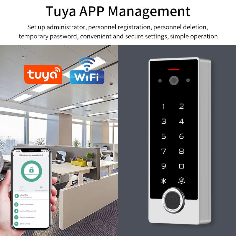Asia-Teco Video-Gegensprechanlage mit WLAN, Fingerabdruck-Zugangskontrolle und Tastatur-Türöffner zur Steuerung über die Tuya-App ohne Monitor - Bild 5