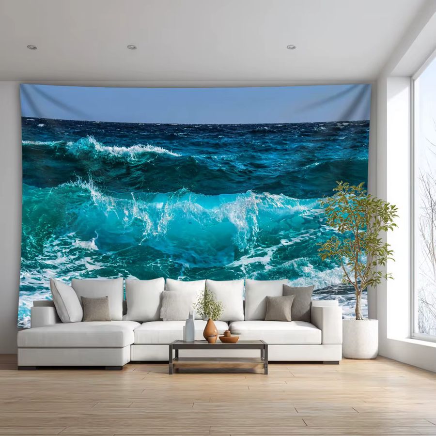 VIKAMA Wandteppich Surfing Wave Sommerlandschaft im Aesthetic Design für dein Wohnzimmer, Schlafzimmer oder Büro - Bild 3