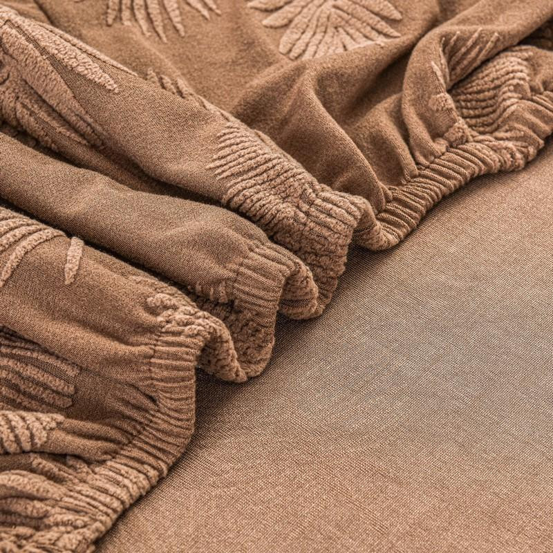 Elastischer Jacquard Clubsesselbezug Nordische Blätter in Braun für dein Einzelsofa - Bild 1