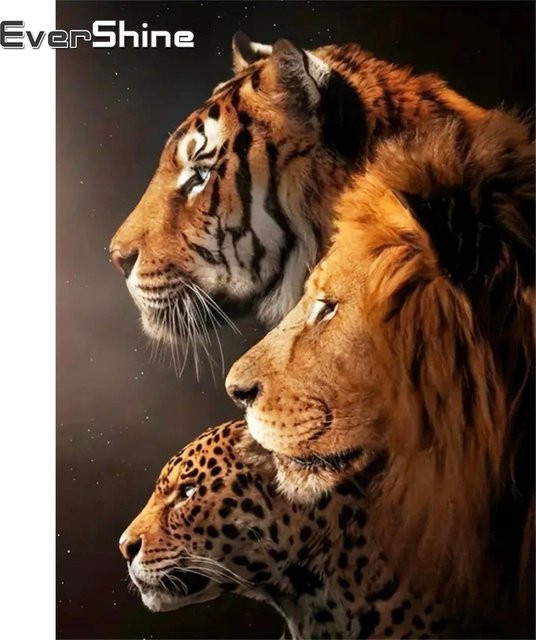 Evershine 5D-Diamantmosaik, Tiger-Tiermuster, Diamantmalerei - Bild 1
